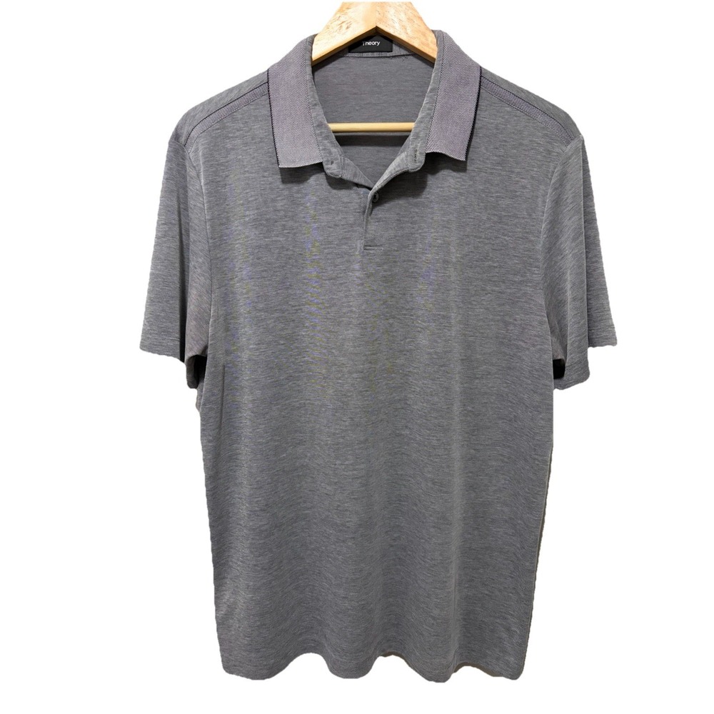 Theory Gray Performance Polo Shirt Men’s Large Luxury Minimalist Golf Casual